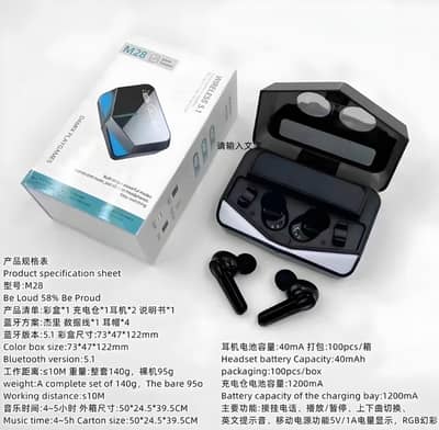  M10 Ultra Wireless Earbuds - Bluetooth 5.1 - Power Bank Function