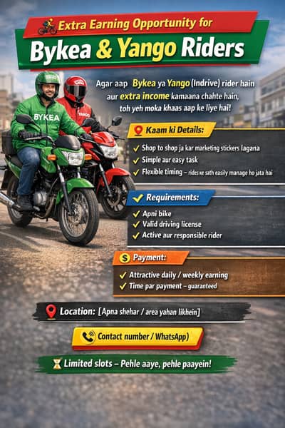 Bykea / Yango/ Indrive Rider – Side Income Ka Best Chance!