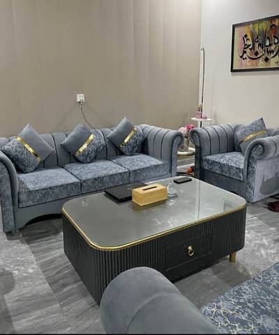 Sofa Set Grey 7 Seater with Table