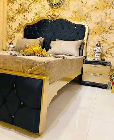 Bed Set with Mattress solid Wooden