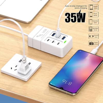 6 Ports USB Charging Station - Multiple Desktop Charger,