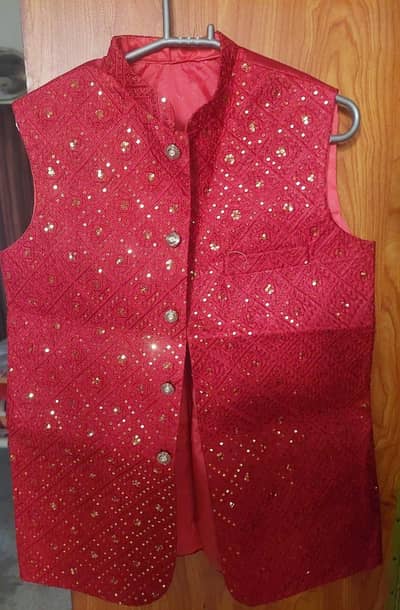 Red Embroided Waistcoat