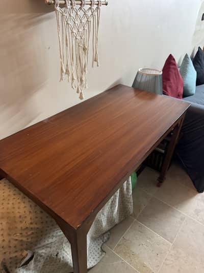 Solid Wooden Table/Desk with Wheels – Good Condition