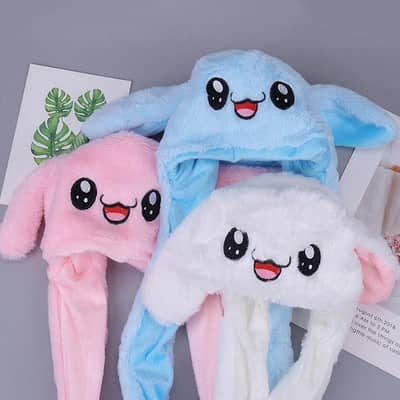 Rabbit Hat Plush Can Moving Bunny Ears Hat For Kids