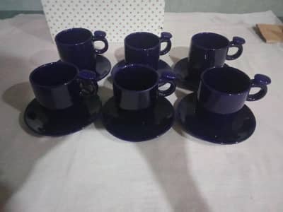 Set of 6 Italy Cobalt Porcelain Cappucino Cups