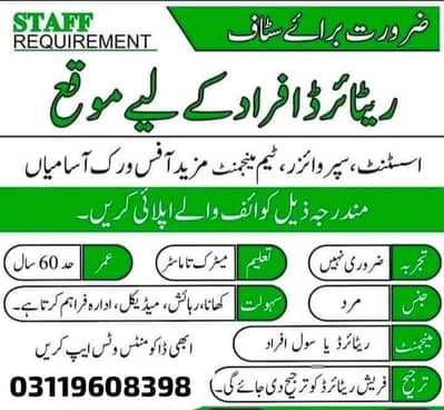 male and female staff required for office work