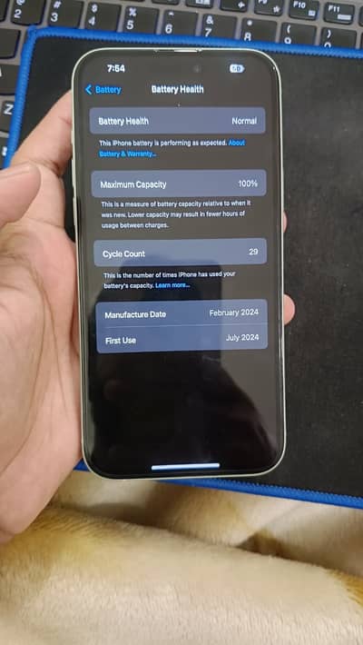 iPhone 15 Plus JV Non-PTA 128GB Green | 100% Battery | Box