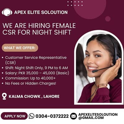 Call Center Jobs / CSR / Night Shift (Male & Female Staff) / Jobs