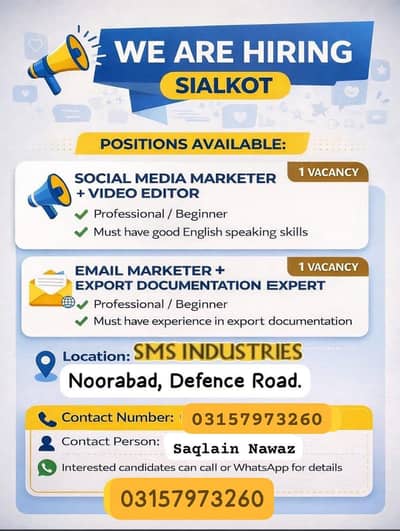 03157973260 we are looking for social media manger