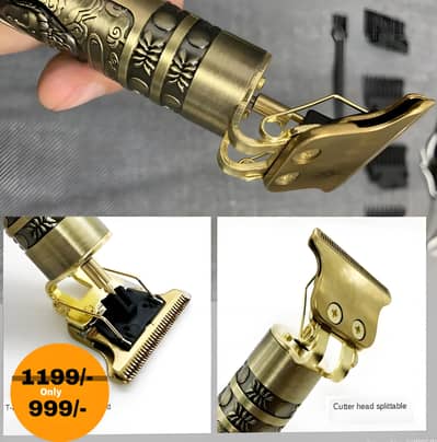 Professional T9 hair trimmer rechargeable hair and beard clipper gold