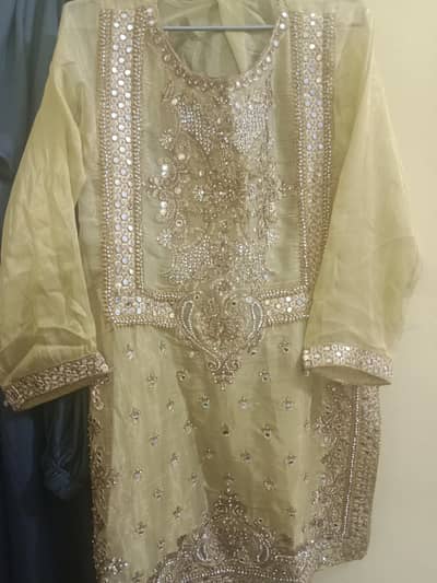 used organza shirt with trouser dupata and shameez