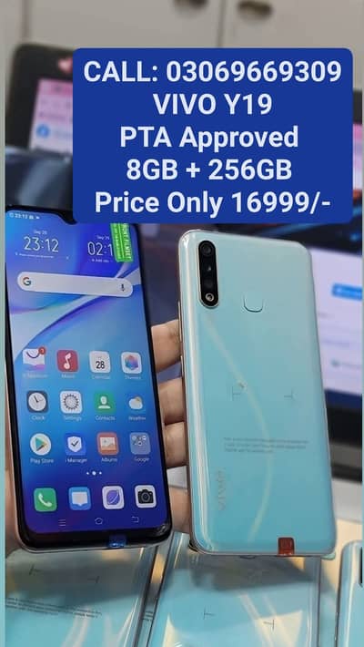 Vivo Y19 PTA Approved 8GB + 256GB 10by10 With Warranty With Box