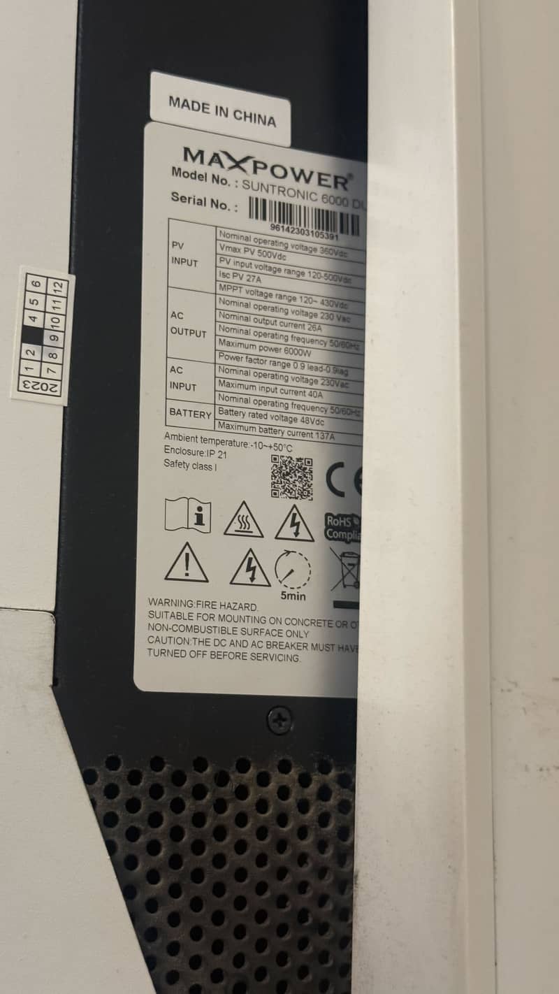 Max Power 5KW Hybrid Solar Inverter | Like New | 1 Year Used 5