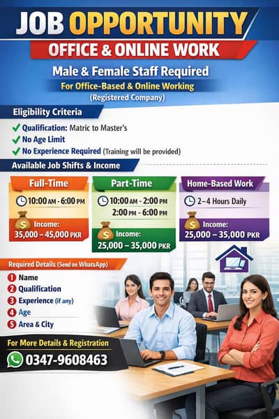 JOB OPPORTUNITY _OFFICE & ONLINE WORK