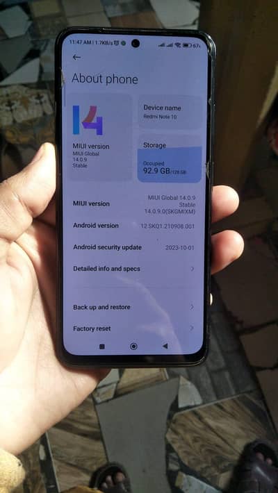 Redmi Note 10 with box Charger original
