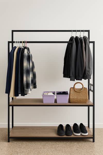 Large Solid Steel Open Wardrobe / Clothes Stand / Shoe Rack