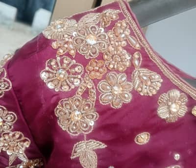 Mahroon Saree – Sheesha Silk, Golden Work – One Time Used