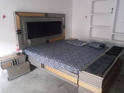 1 bed + 2 side tables+ 1 dressing table + 1 Safe Almari + 3 sofa,s Set