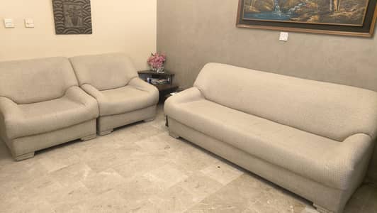Sofa Set 5-Seater Beige/Off-White