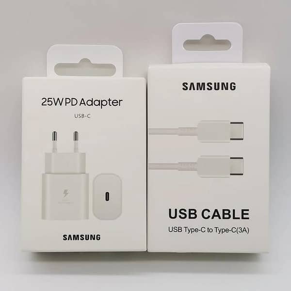Original Samsung COMPLETE Charger 25W USB-C Super Fast Charging Power Adapter & Cable Set (White) - PD 3.0 PPS