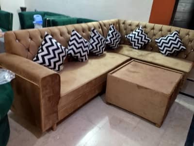L shape sofa with center table