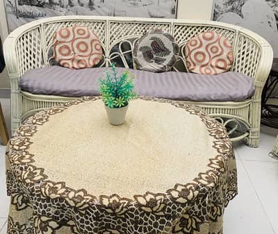 Pure cane made sofa set with 1 canter table and 2 side chairs