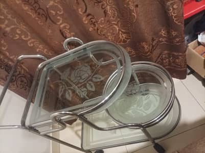 Stanless Steel ThickGLASS Tea Trolley Foosted d Design