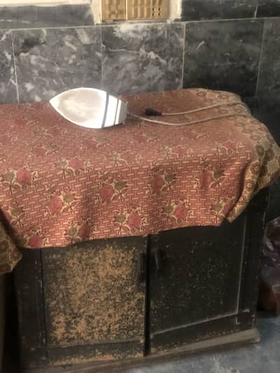 Wooden iron stand with cabinet and draws