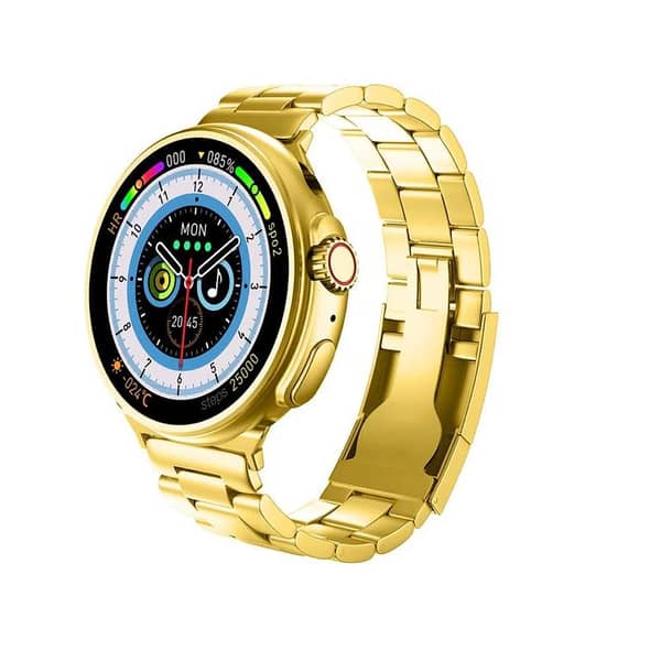 ZTFit Luxury Premium Gold Smart Watch USA Original Spherical Glass,1 Day offer Only Wireless Charging, Plus 3 FREE Straps!