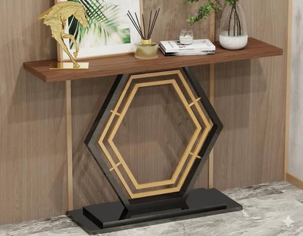 Modern Luxury Console Table with  Metal Base Premium Finish, Sturdy Build, Ideal for Modern Hallways and Statement Interiors