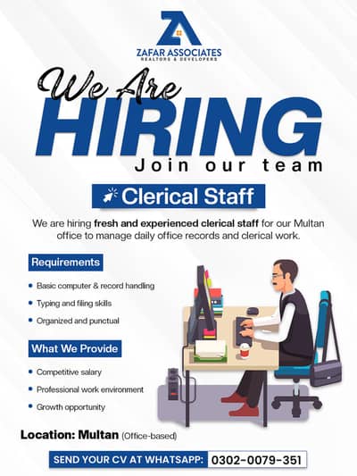 We are hiring Clerical Staff to join our office team! This role is per