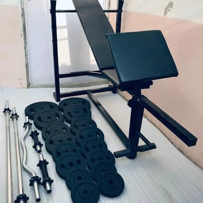 HOME GYM SETUP / WEIGHT PLATES / BENCH PRESS / CURL & STRAIGHT RODS