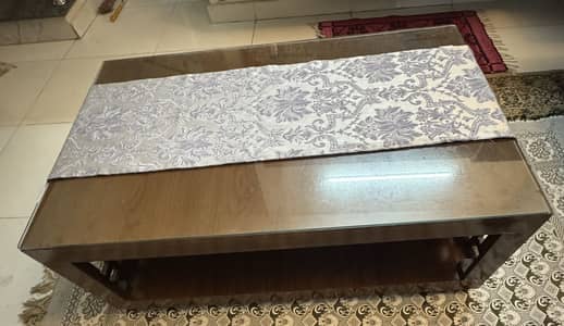 Solid Wood Table with Glass Top – Price Negotiable