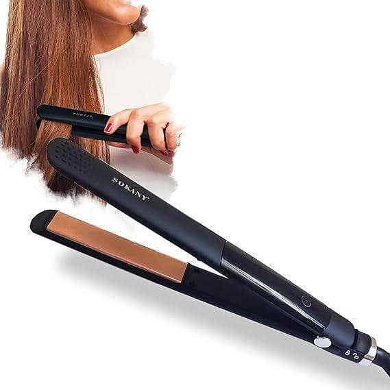 SOKANY Hair Straightener with Fast Heat Up and Adjustable Temperature up to 750°F - 1901 Model (Black)