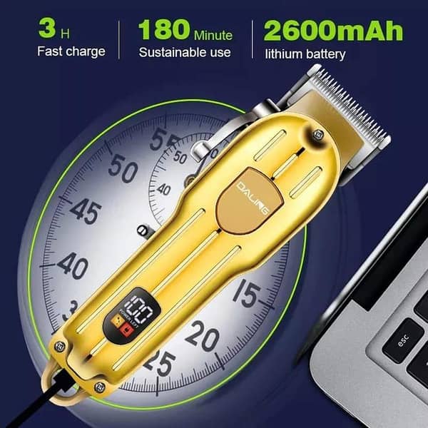 Daling DL-1538 Cordless Hair Clipper Professional Trimmer with LED Display and 2600mAh Battery