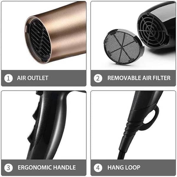 Kipozi Professional 2200W Ionic Hair Dryer for Fast and Efficient Hair Drying