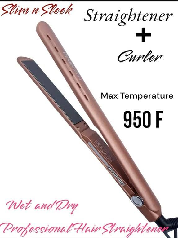 Slim n Sleek Professional Hair Straightener 2 in 1 for Straightening and Curling with 950°F Heat