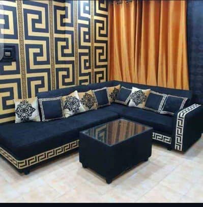 Brand New 7-Seater L-Shape Velvet Sofa with Table – Premium Quality