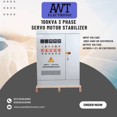 100KVA 3 Phase Servo Motor Stabilizer AC Voltage Regulator AWT