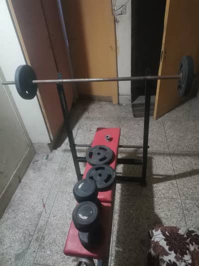 bench press+ dumble+ plates