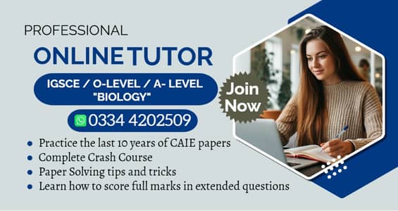 Online Tutor / Biology tutor / A Levels Tutor / O LevelsTutor / tutor