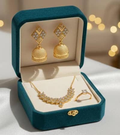 New fancy jewelry set with gold plated set original zirconia chain