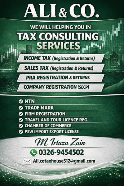 Professional Tax Consultant | Income & Sales Tax | SECP Registration