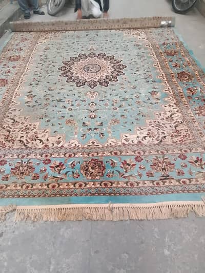 Nain Persian Rug Turquoise 300×250cm