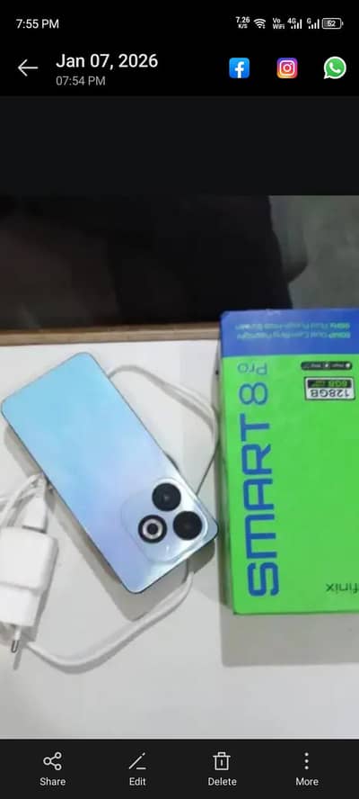 03228876070 Infinix smart 8 pro with box charger original 8/128