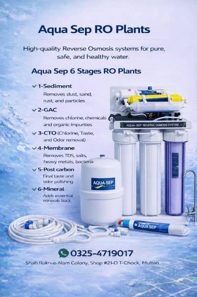 “Original 6 Stage RO Plant | Free Installation | Multan”