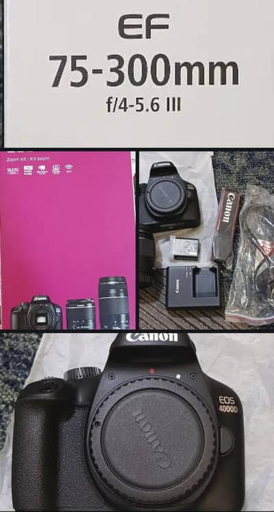 canon camera 4000D +18-55+75-300