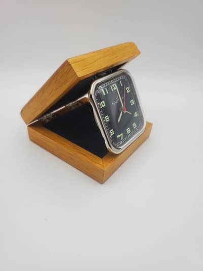 NAUTICA Wooden Box Watch Gift Clock Travel table Clock rare antique