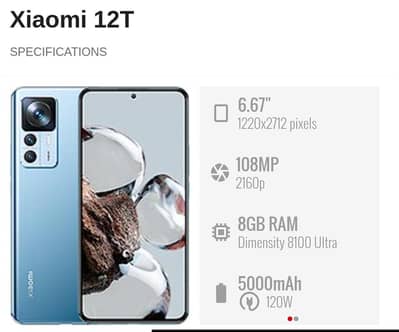 Xiaomi 12T 8.8. 256GB PTA Approved all okay phone hai