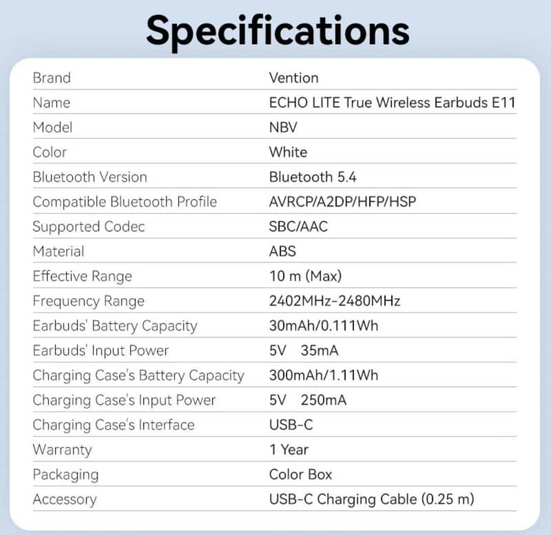 VENTION ECHO LITE E11 10